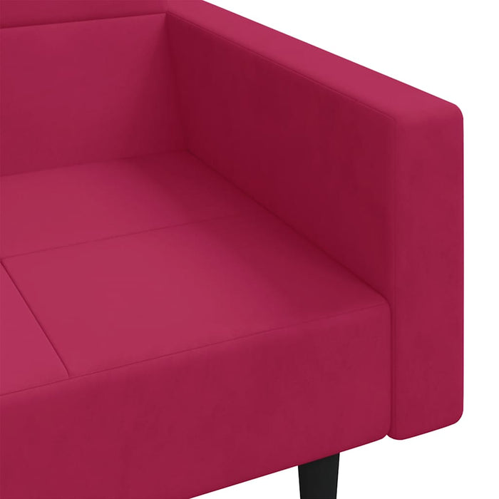 Divano Letto a 2 Posti con 2 Cuscini-Sofa Letto 2 Posti-Daybed Rosso Vino in Velluto 188121