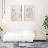 Divano Letto a 2 Posti con 2 Cuscini Crema in Velluto 375823