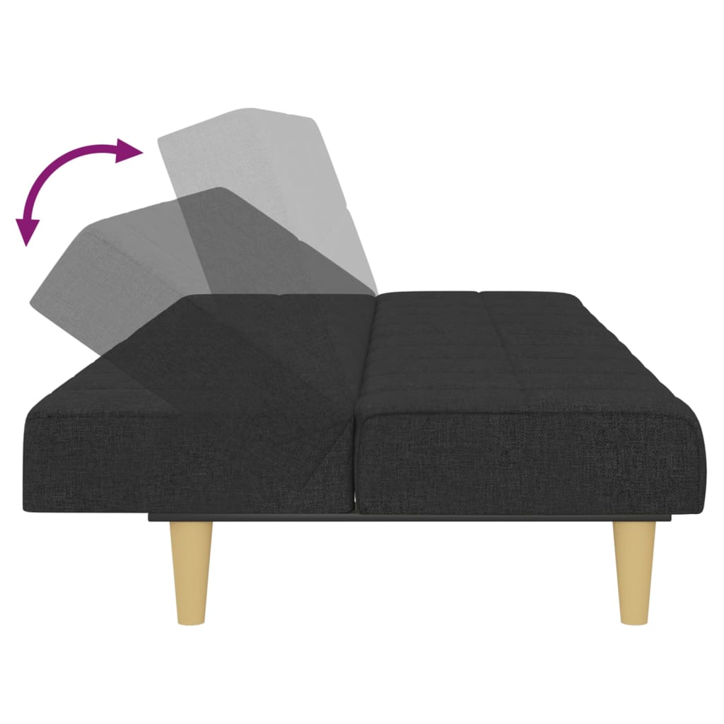 Divano Letto a 2 Posti-Sofa Letto 2 Posti-Daybed Nero in Tessuto 606390