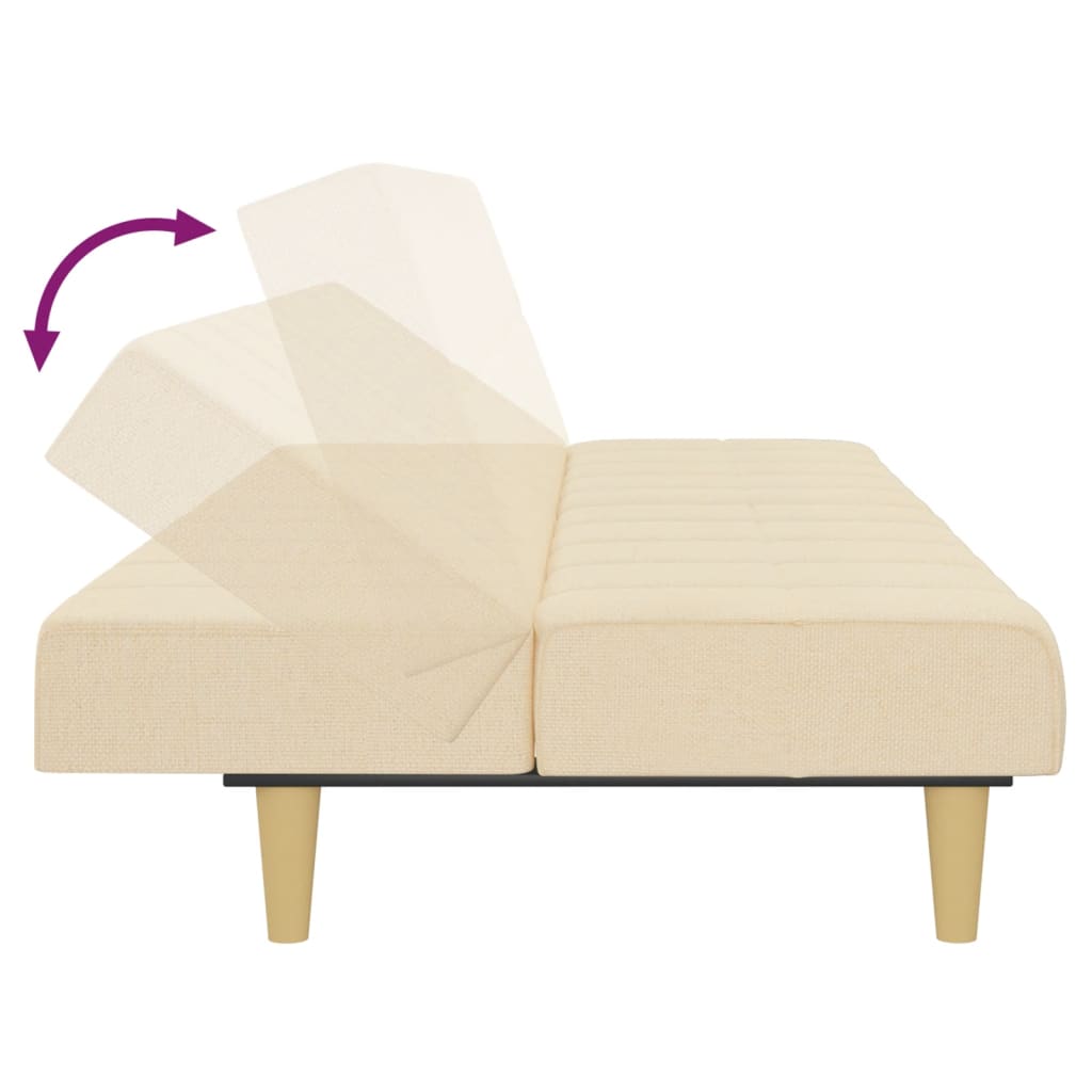 Divano Letto a 2 Posti-Sofa Letto 2 Posti-Daybed Crema in Tessuto 346075
