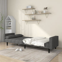 Divano Letto a 2 Posti con 2 Cuscini-Sofa Letto 2 Posti-Daybed Grigio Scuro in Tessuto 214174