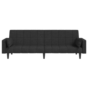Divano Letto a 2 Posti con 2 Cuscini-Sofa Letto 2 Posti-Daybed Nero in Tessuto 304871