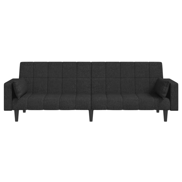 Divano Letto a 2 Posti con 2 Cuscini-Sofa Letto 2 Posti-Daybed Nero in Tessuto 304871