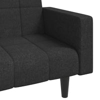 Divano Letto a 2 Posti con 2 Cuscini-Sofa Letto 2 Posti-Daybed Nero in Tessuto 304871