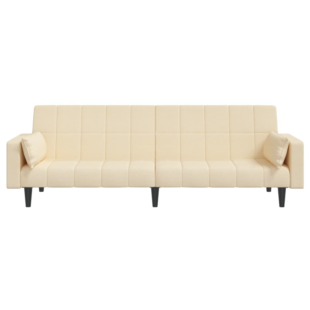 Divano Letto a 2 Posti con 2 Cuscini-Sofa Letto 2 Posti-Daybed Crema in Tessuto 282240