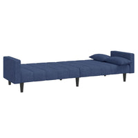Divano Letto a 2 Posti con 2 Cuscini Blu in Tessuto 375837