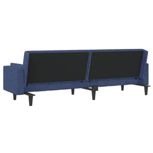 Divano Letto a 2 Posti con 2 Cuscini Blu in Tessuto 375837