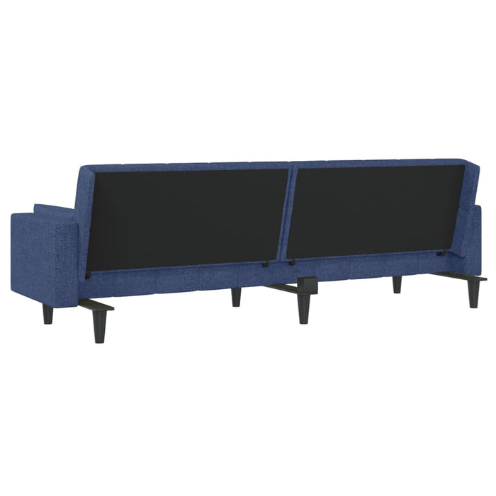Divano Letto a 2 Posti con 2 Cuscini Blu in Tessuto 375837