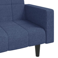 Divano Letto a 2 Posti con 2 Cuscini Blu in Tessuto 375837