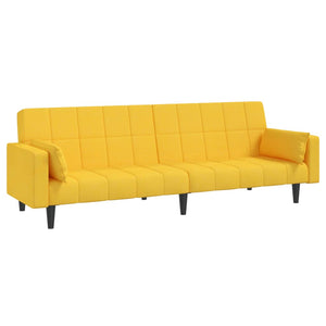 Divano Letto a 2 Posti con 2 Cuscini-Sofa Letto 2 Posti-Daybed Giallo in Tessuto 439963
