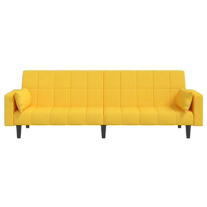 Divano Letto a 2 Posti con 2 Cuscini-Sofa Letto 2 Posti-Daybed Giallo in Tessuto 439963
