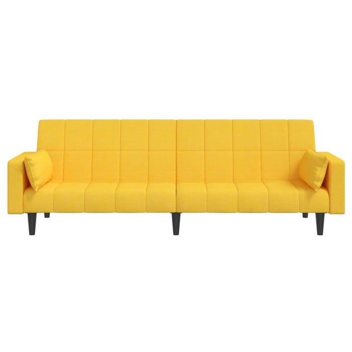 Divano Letto a 2 Posti con 2 Cuscini-Sofa Letto 2 Posti-Daybed Giallo in Tessuto 439963