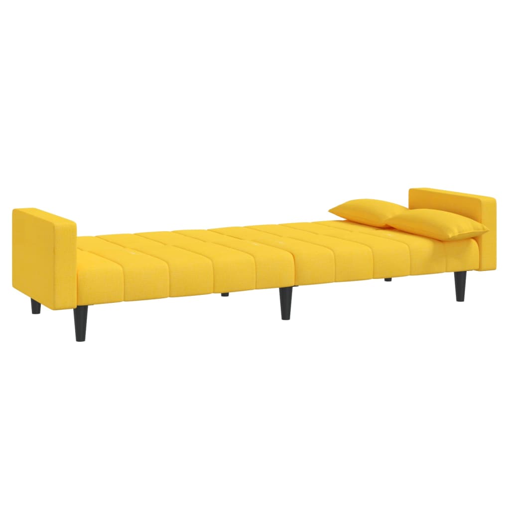Divano Letto a 2 Posti con 2 Cuscini-Sofa Letto 2 Posti-Daybed Giallo in Tessuto 439963
