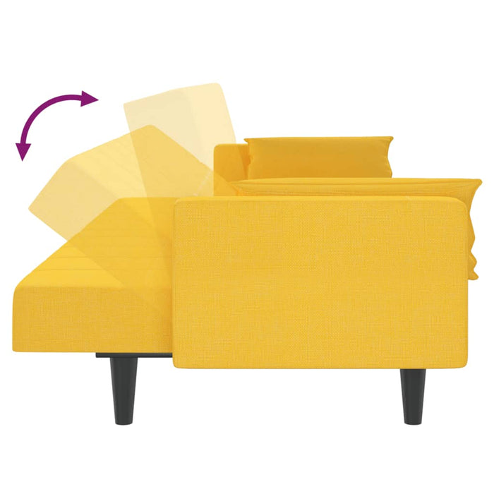 Divano Letto a 2 Posti con 2 Cuscini-Sofa Letto 2 Posti-Daybed Giallo in Tessuto 439963