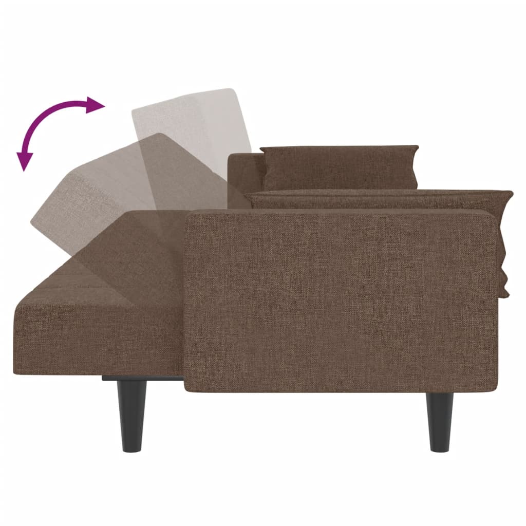 Divano Letto a 2 Posti con 2 Cuscini-Sofa Letto 2 Posti-Daybed Tortora in Tessuto 118401