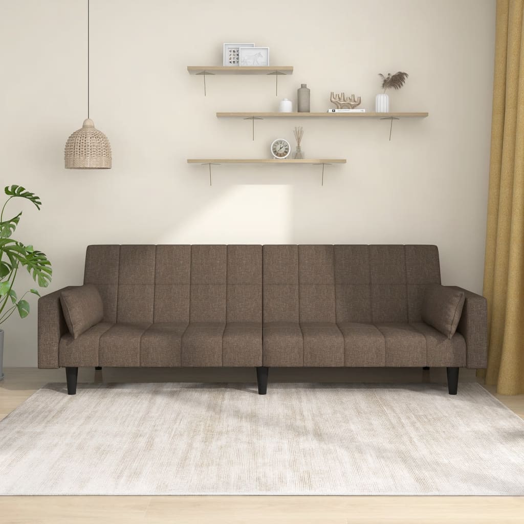 Divano Letto a 2 Posti con 2 Cuscini-Sofa Letto 2 Posti-Daybed Tortora in Tessuto 118401
