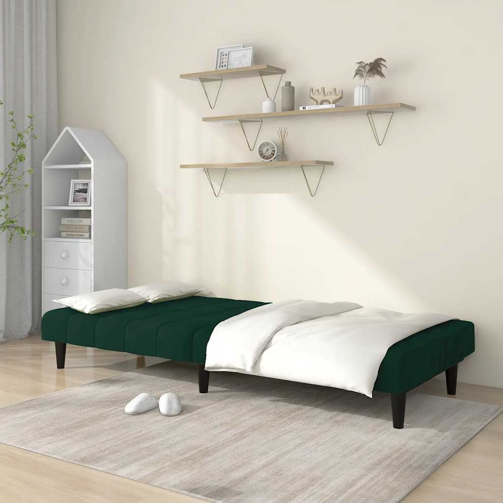 Divano Letto a 2 Posti-Sofa Letto 2 Posti-Daybed Verde Scuro in Velluto 587836