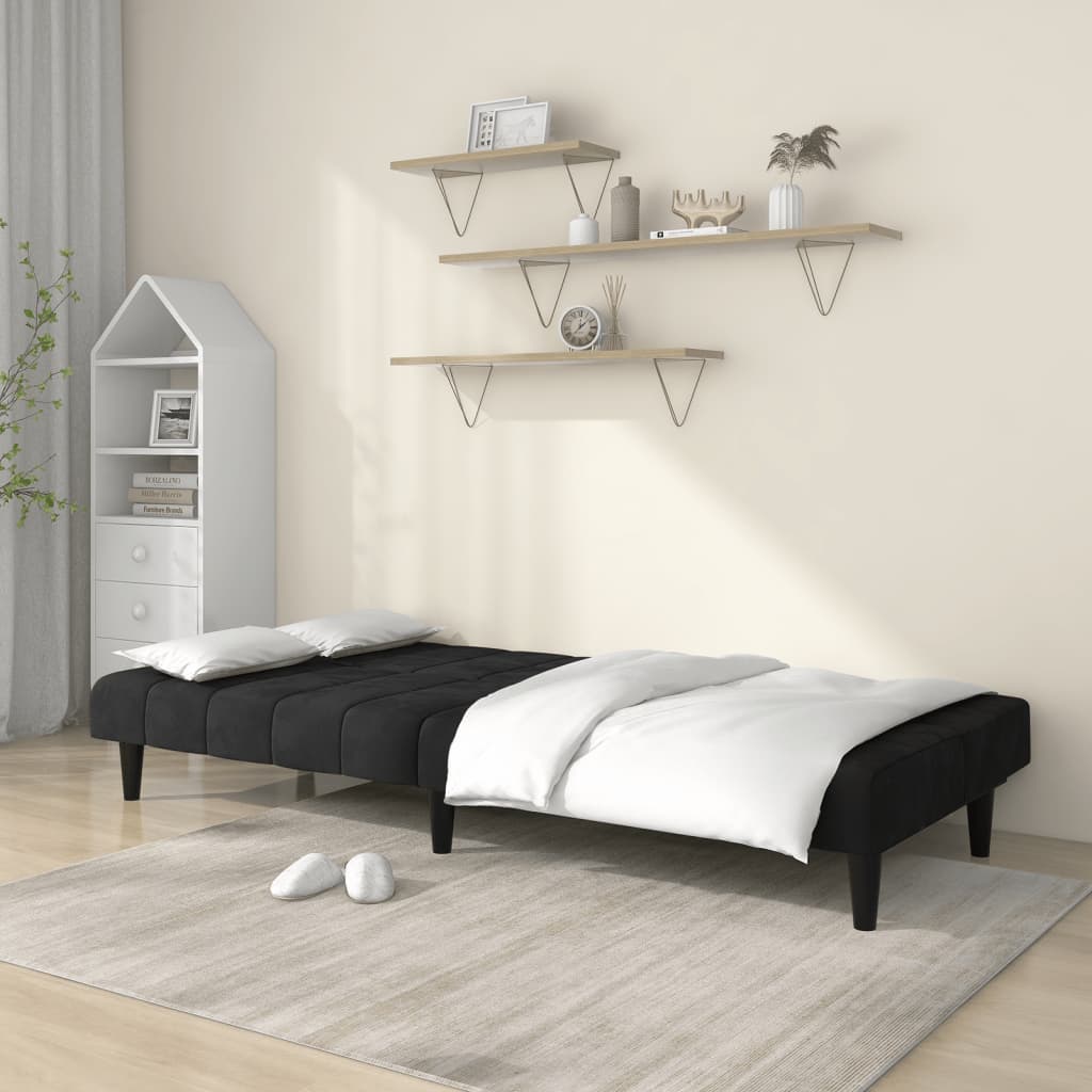 Divano Letto a 2 Posti-Sofa Letto 2 Posti-Daybed Nero in Velluto 647908
