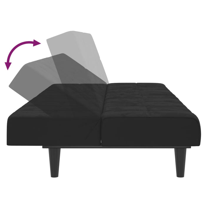 Divano Letto a 2 Posti-Sofa Letto 2 Posti-Daybed Nero in Velluto 647908