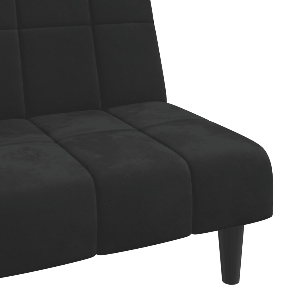 Divano Letto a 2 Posti-Sofa Letto 2 Posti-Daybed Nero in Velluto 647908
