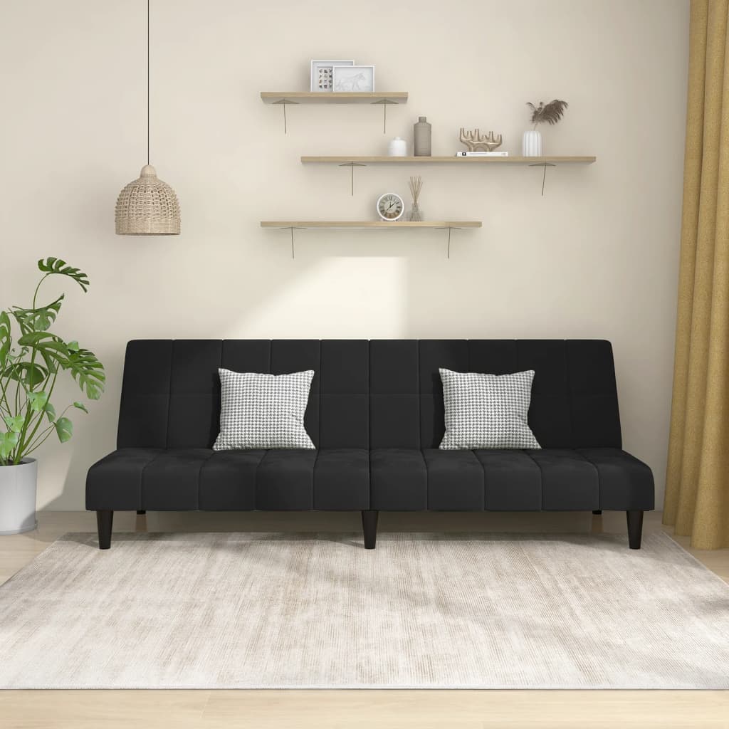Divano Letto a 2 Posti-Sofa Letto 2 Posti-Daybed Nero in Velluto 647908