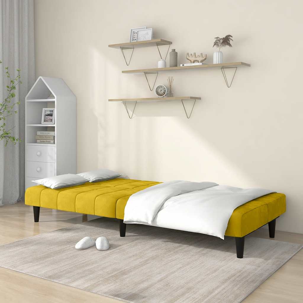 Divano Letto a 2 Posti-Sofa Letto 2 Posti-Daybed Giallo in Velluto 463813