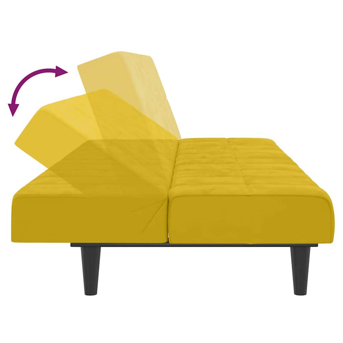 Divano Letto a 2 Posti-Sofa Letto 2 Posti-Daybed Giallo in Velluto 463813
