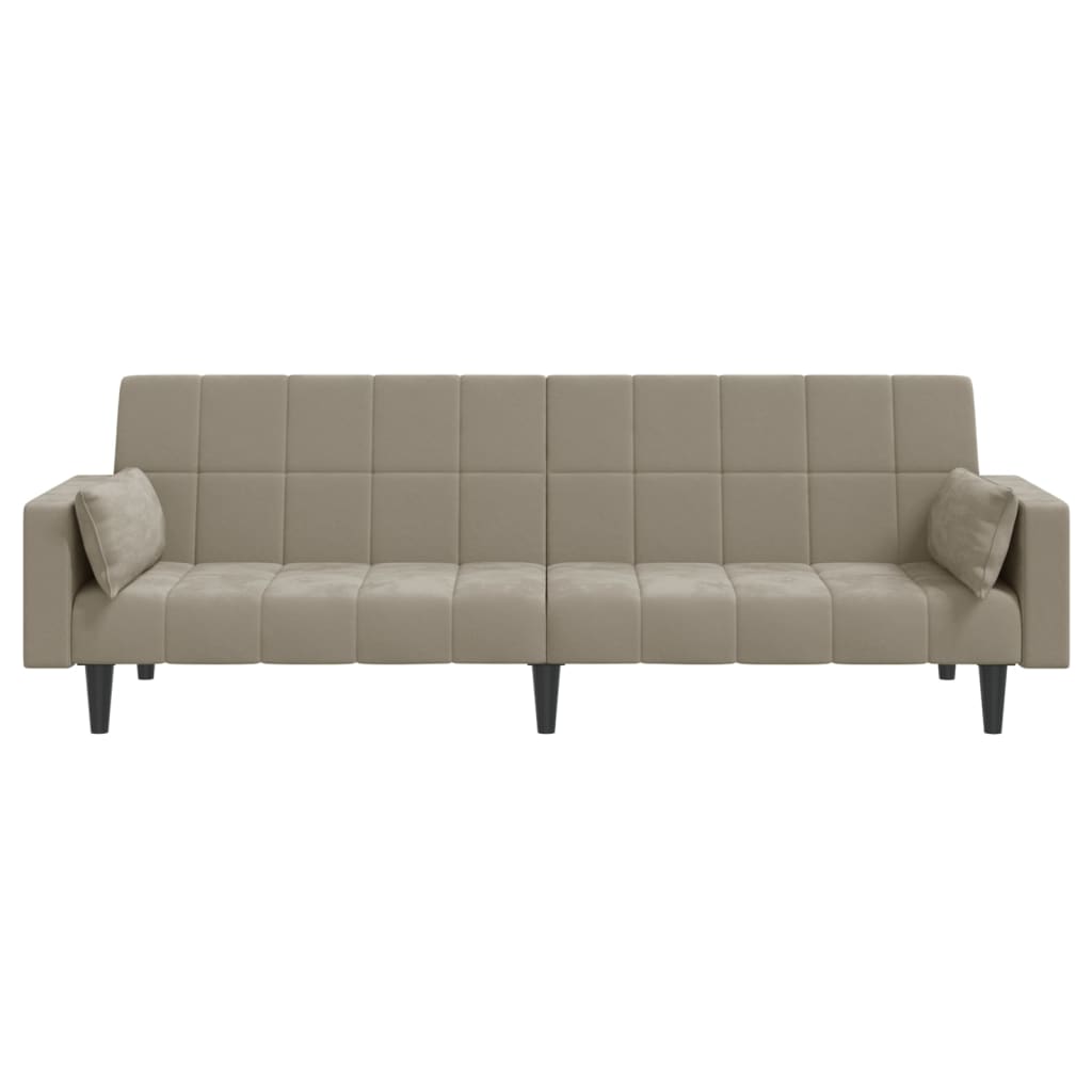 Divano Letto a 2 Posti con 2 Cuscini-Sofa Letto 2 Posti-Daybed Grigio Chiaro in Velluto 349589