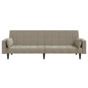 Divano Letto a 2 Posti con 2 Cuscini-Sofa Letto 2 Posti-Daybed Grigio Chiaro in Velluto 349589