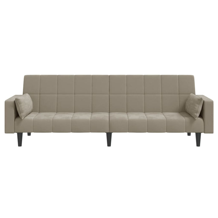 Divano Letto a 2 Posti con 2 Cuscini-Sofa Letto 2 Posti-Daybed Grigio Chiaro in Velluto 349589