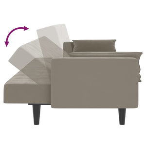 Divano Letto a 2 Posti con 2 Cuscini-Sofa Letto 2 Posti-Daybed Grigio Chiaro in Velluto 349589