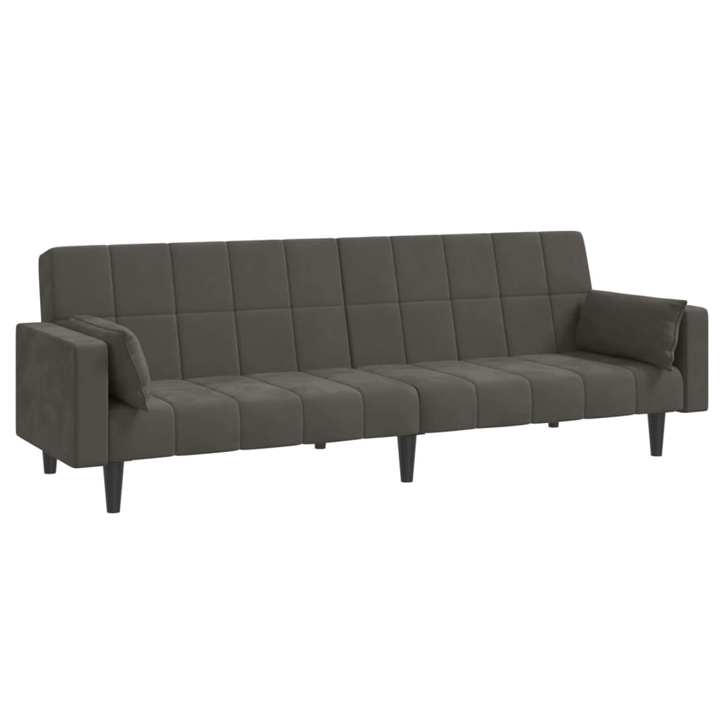 Divano Letto a 2 Posti con 2 Cuscini-Sofa Letto 2 Posti-Daybed Grigio Scuro in Velluto 748521