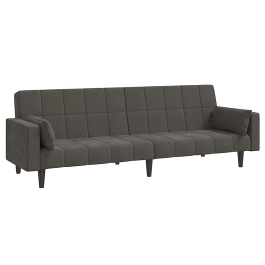 Divano Letto a 2 Posti con 2 Cuscini-Sofa Letto 2 Posti-Daybed Grigio Scuro in Velluto 748521