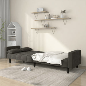 Divano Letto a 2 Posti con 2 Cuscini-Sofa Letto 2 Posti-Daybed Grigio Scuro in Velluto 748521