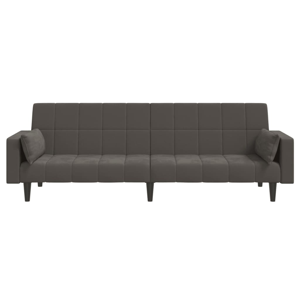 Divano Letto a 2 Posti con 2 Cuscini-Sofa Letto 2 Posti-Daybed Grigio Scuro in Velluto 748521