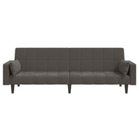 Divano Letto a 2 Posti con 2 Cuscini-Sofa Letto 2 Posti-Daybed Grigio Scuro in Velluto 748521