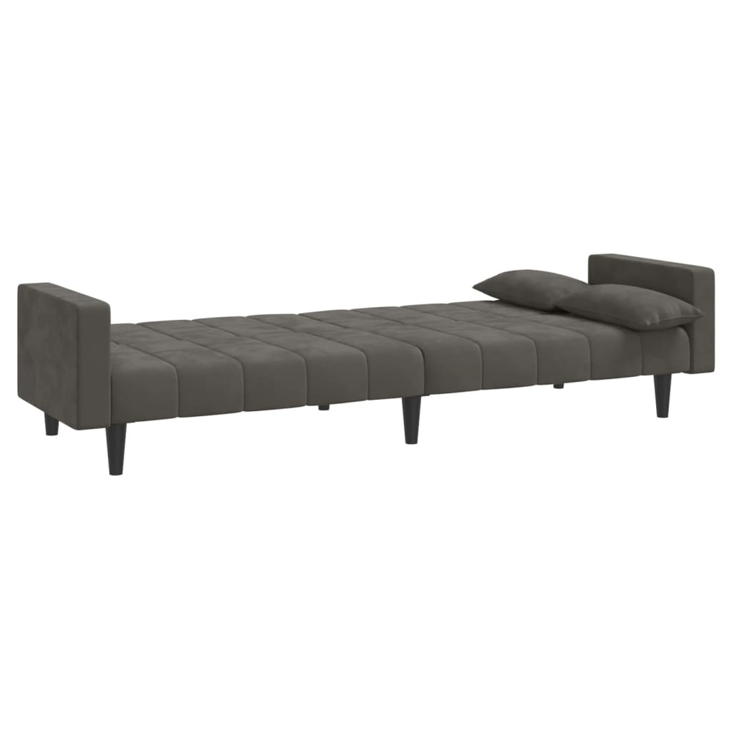 Divano Letto a 2 Posti con 2 Cuscini-Sofa Letto 2 Posti-Daybed Grigio Scuro in Velluto 748521