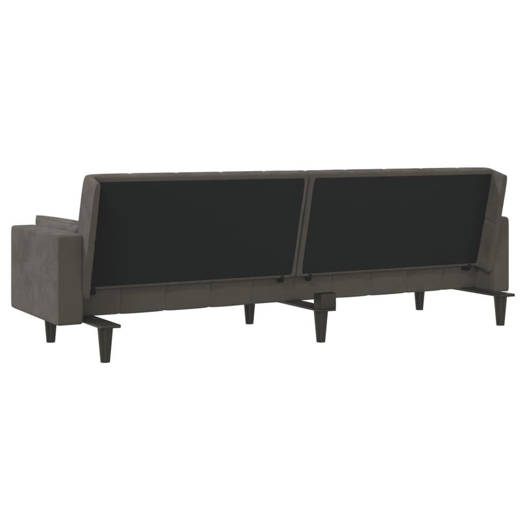 Divano Letto a 2 Posti con 2 Cuscini-Sofa Letto 2 Posti-Daybed Grigio Scuro in Velluto 748521