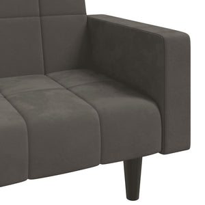 Divano Letto a 2 Posti con 2 Cuscini-Sofa Letto 2 Posti-Daybed Grigio Scuro in Velluto 748521