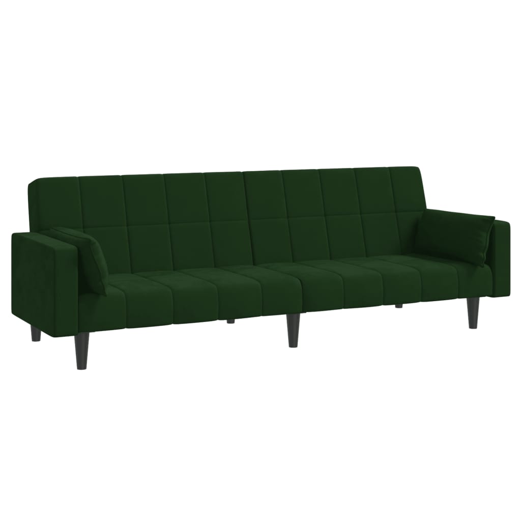 Divano Letto a 2 Posti con 2 Cuscini Verde Scuro in Vellutocod mxl 111562