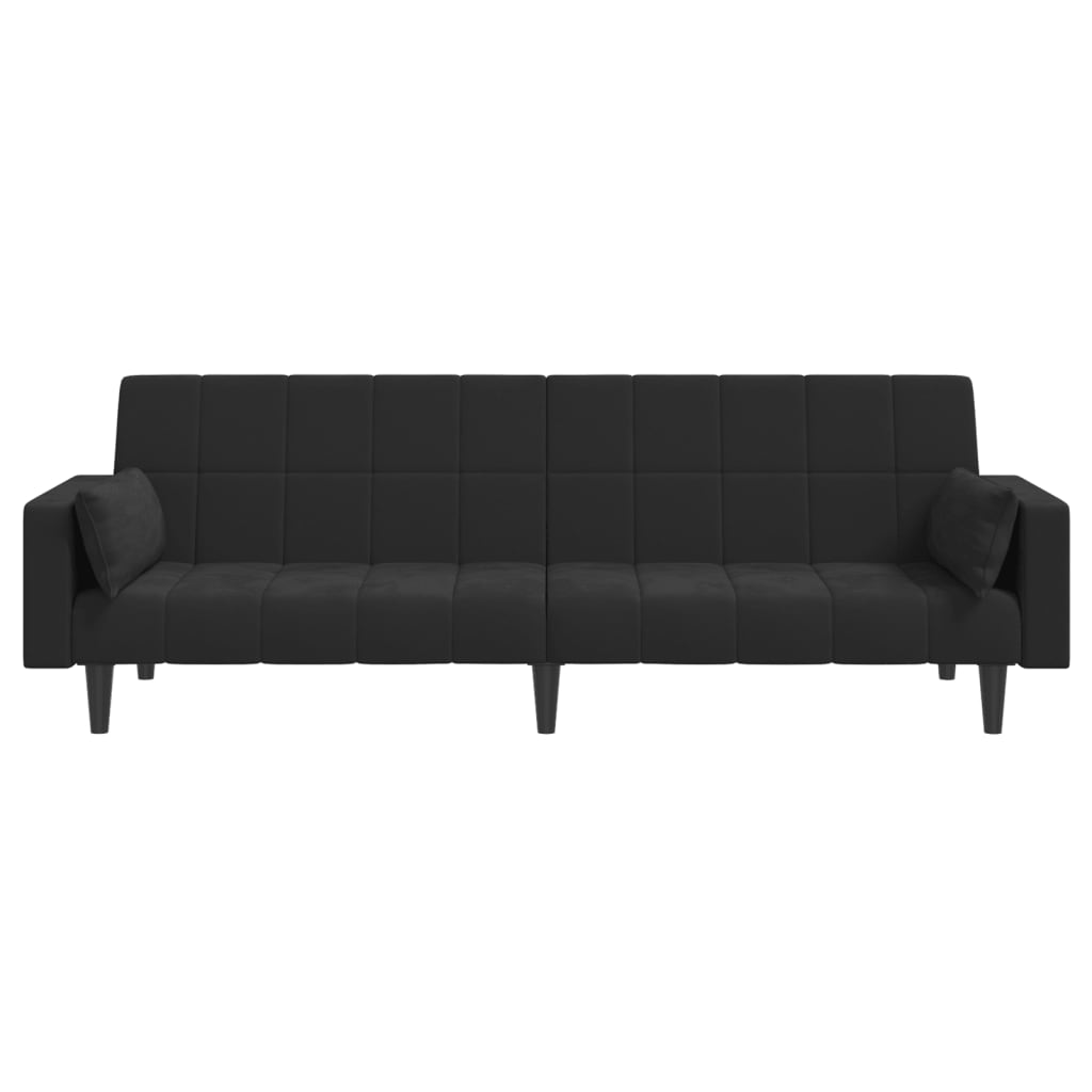 Divano Letto a 2 Posti con 2 Cuscini-Sofa Letto 2 Posti-Daybed Nero in Velluto 507917