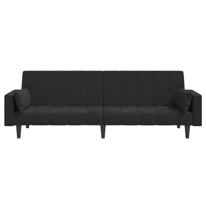 Divano Letto a 2 Posti con 2 Cuscini-Sofa Letto 2 Posti-Daybed Nero in Velluto 507917