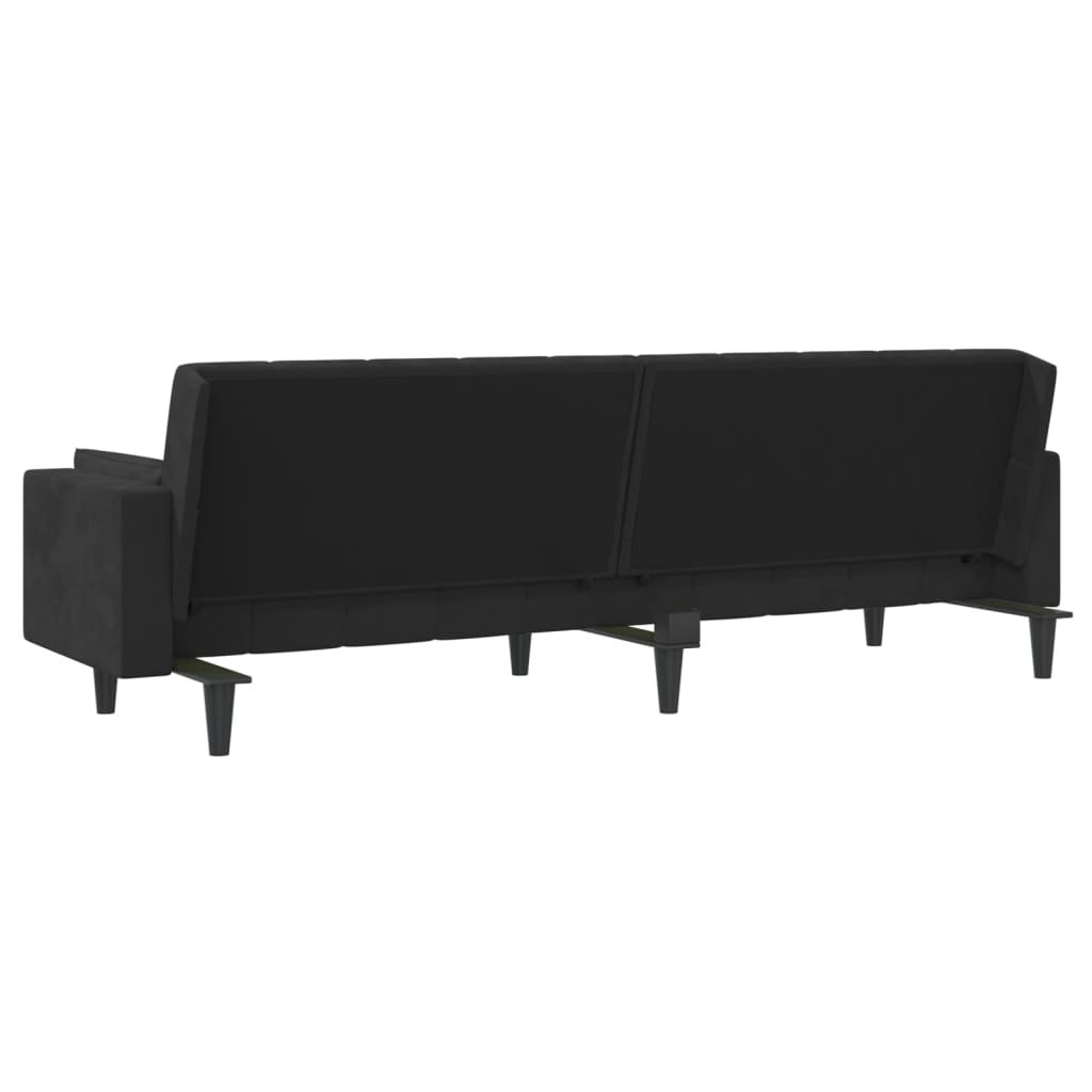 Divano Letto a 2 Posti con 2 Cuscini-Sofa Letto 2 Posti-Daybed Nero in Velluto 507917