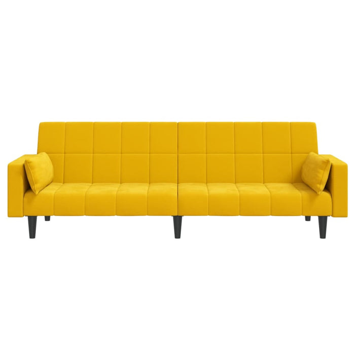 Divano Letto a 2 Posti con 2 Cuscini Giallo in Velluto 375851