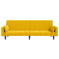 Divano Letto a 2 Posti con 2 Cuscini Giallo in Velluto 375851