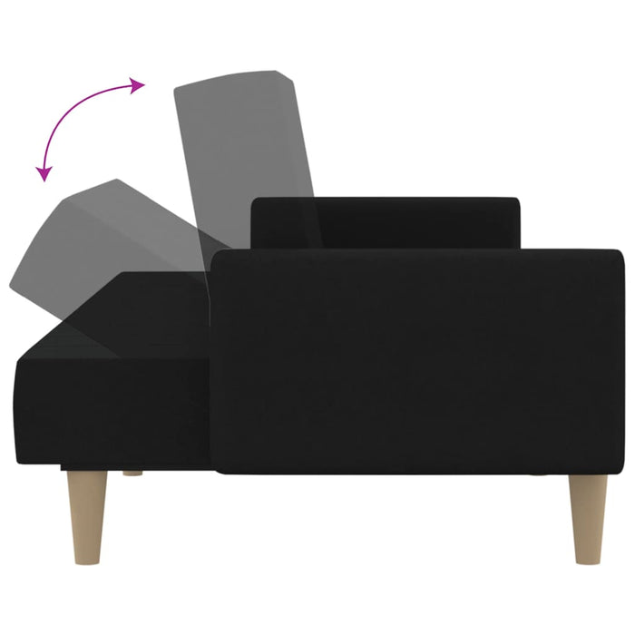 Divano Letto a 2 Posti-Sofa Letto 2 Posti-Daybed Nero in Tessuto 629395