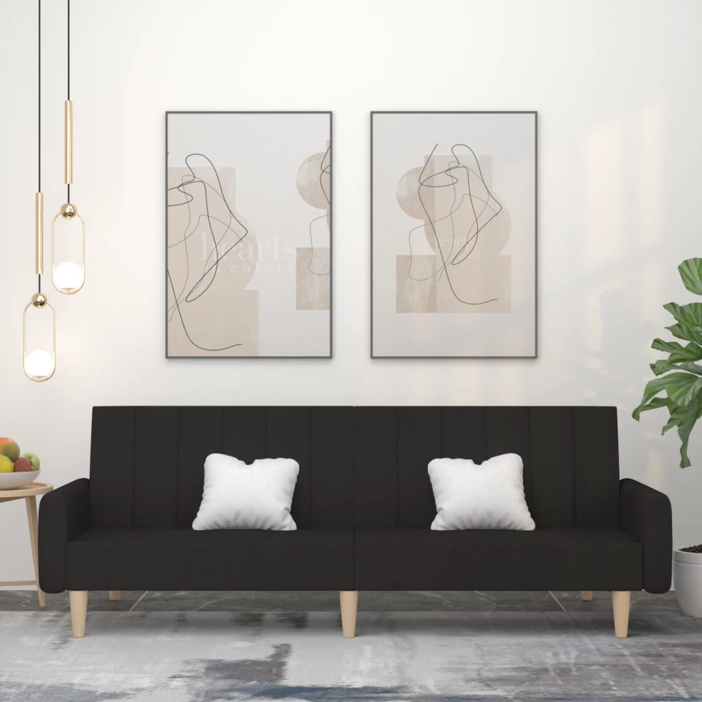 Divano Letto a 2 Posti-Sofa Letto 2 Posti-Daybed Nero in Tessuto 629395