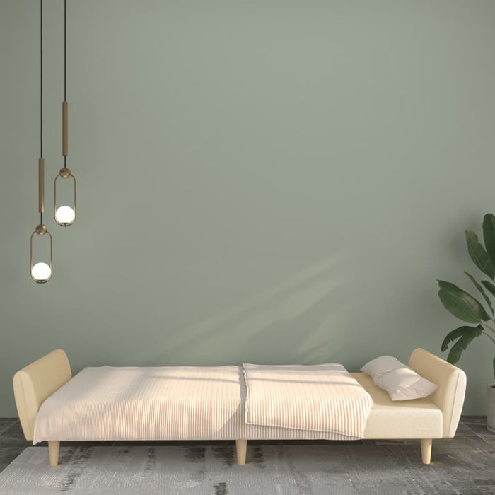 Divano Letto a 2 Posti Crema in Tessuto 375855