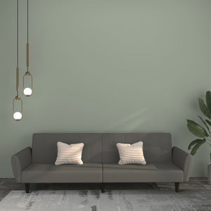 Divano Letto a 2 Posti Grigio Scuro in Velluto