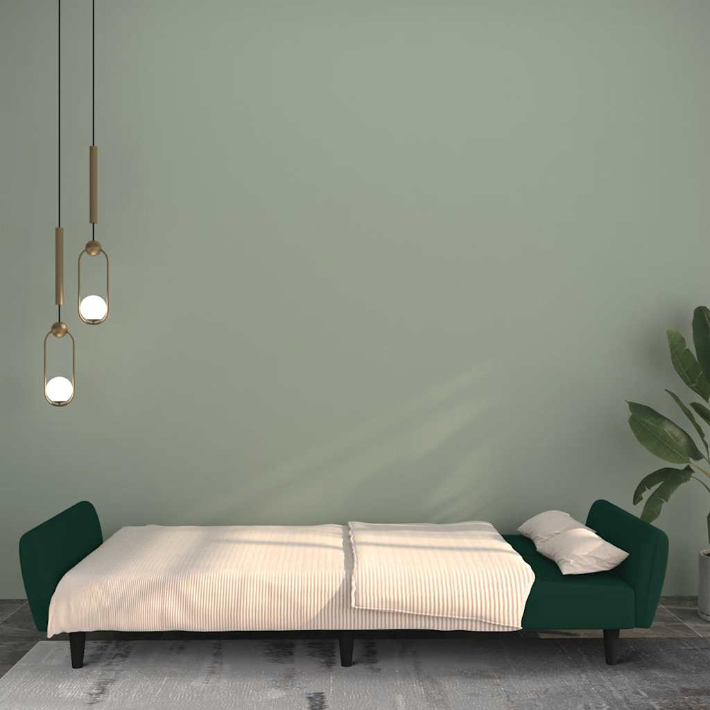 Divano Letto a 2 Posti-Sofa Letto 2 Posti-Daybed Verde Scuro in Velluto 451846